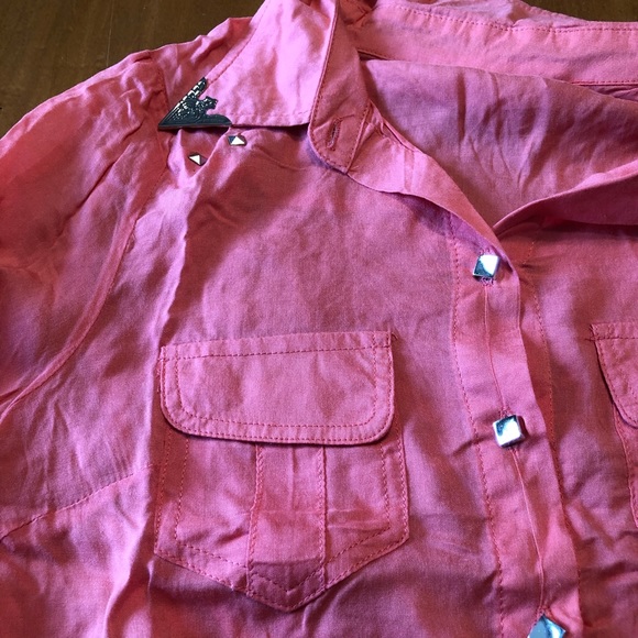 Annabelle Coral Button-up with Tie - Picture 3 of 4